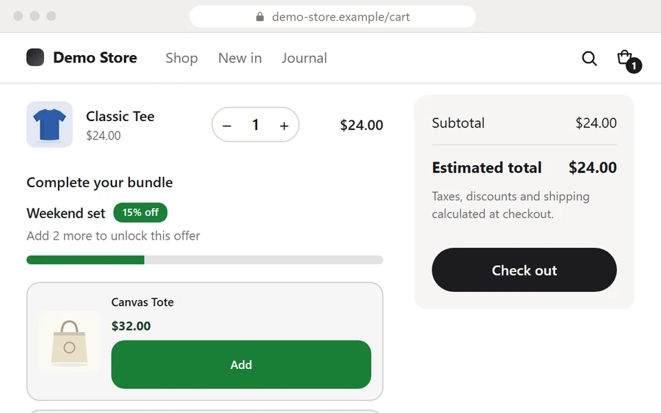 Cart nudge toward the next offer