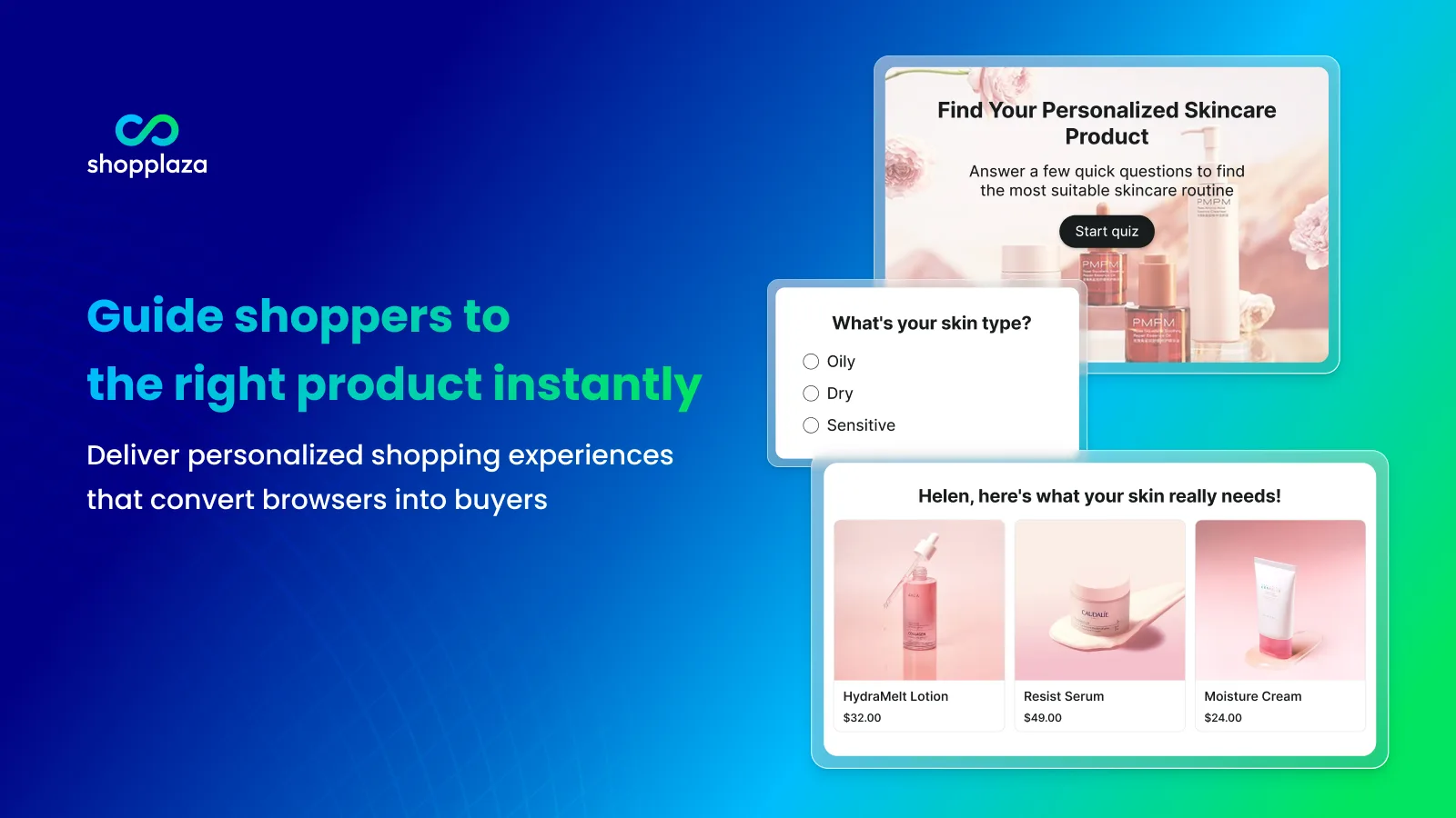 A quiz that guides shoppers to the right product