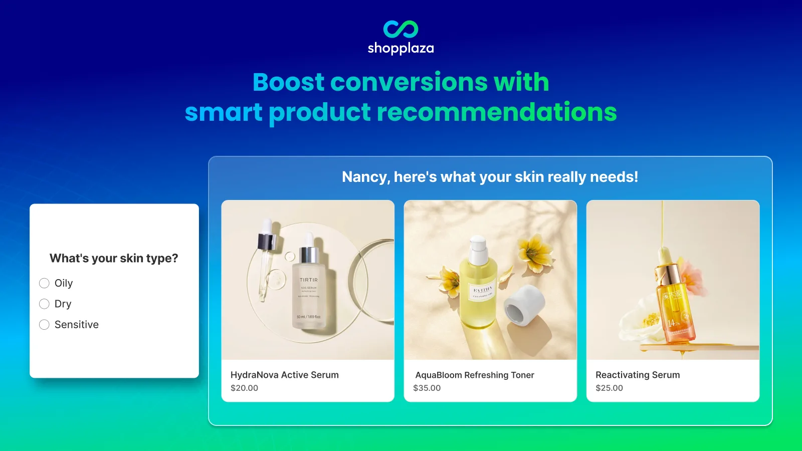 Product recommendations from quiz answers