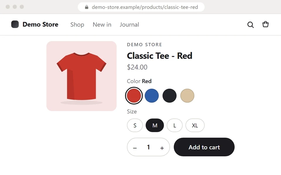 Swatches on the product page